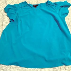 Turquoise flutter sleeve blouse 22